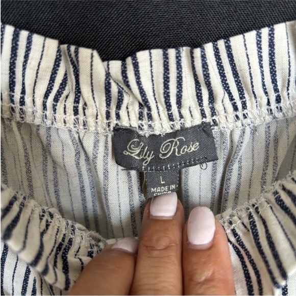 Lily Rose blue and light gray Striped Jumpsuit Large - Picture 3 of 8